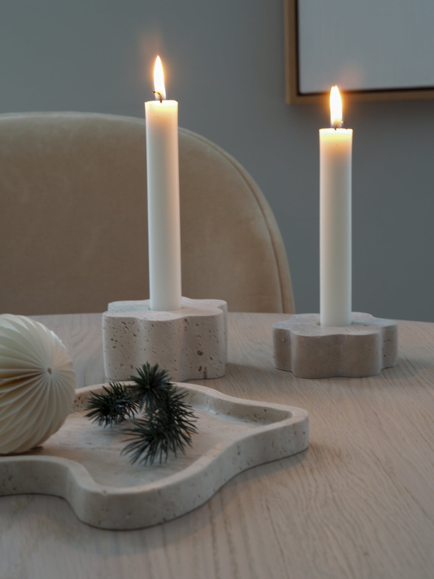 Anja Candle Holder Travertine - Small