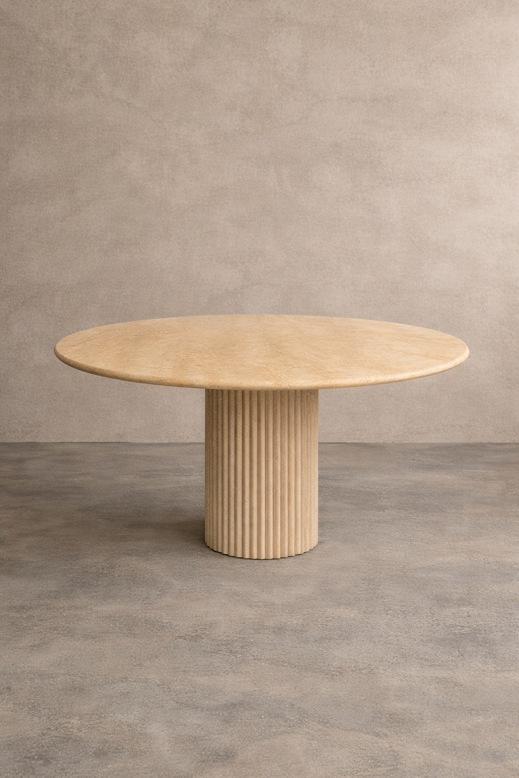 Samara Round Dining Table - Beige Travertine