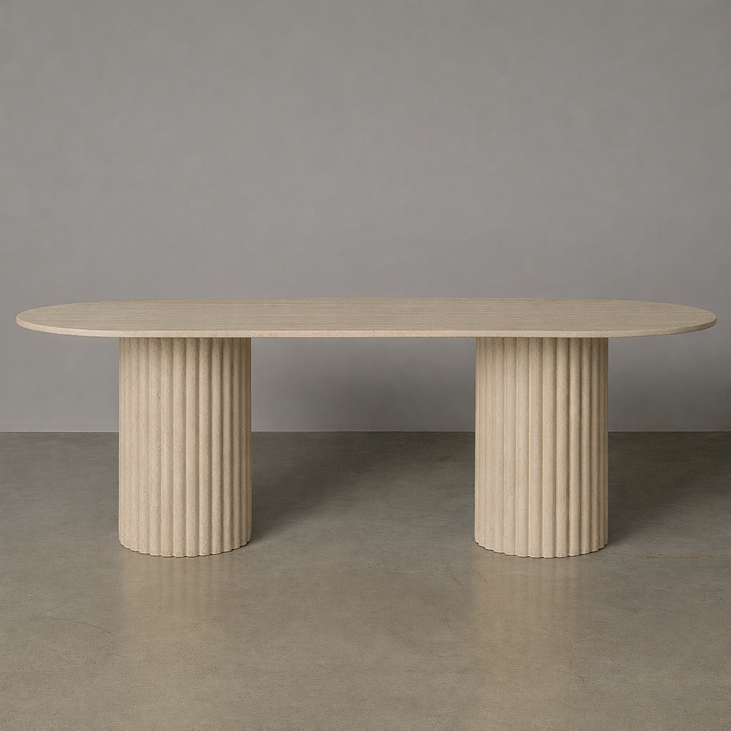 Samara Dining Table - Beige Travertine