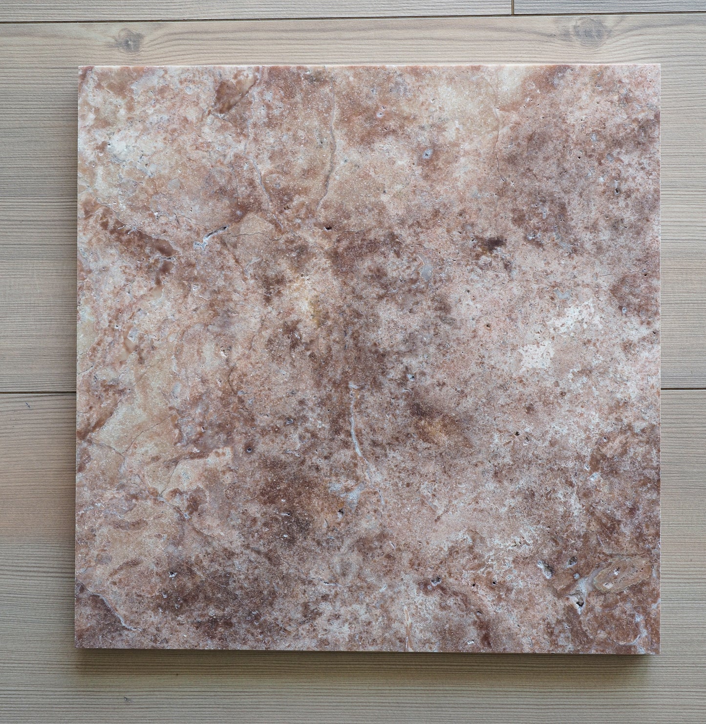 Ahil Side Table - Red Travertine