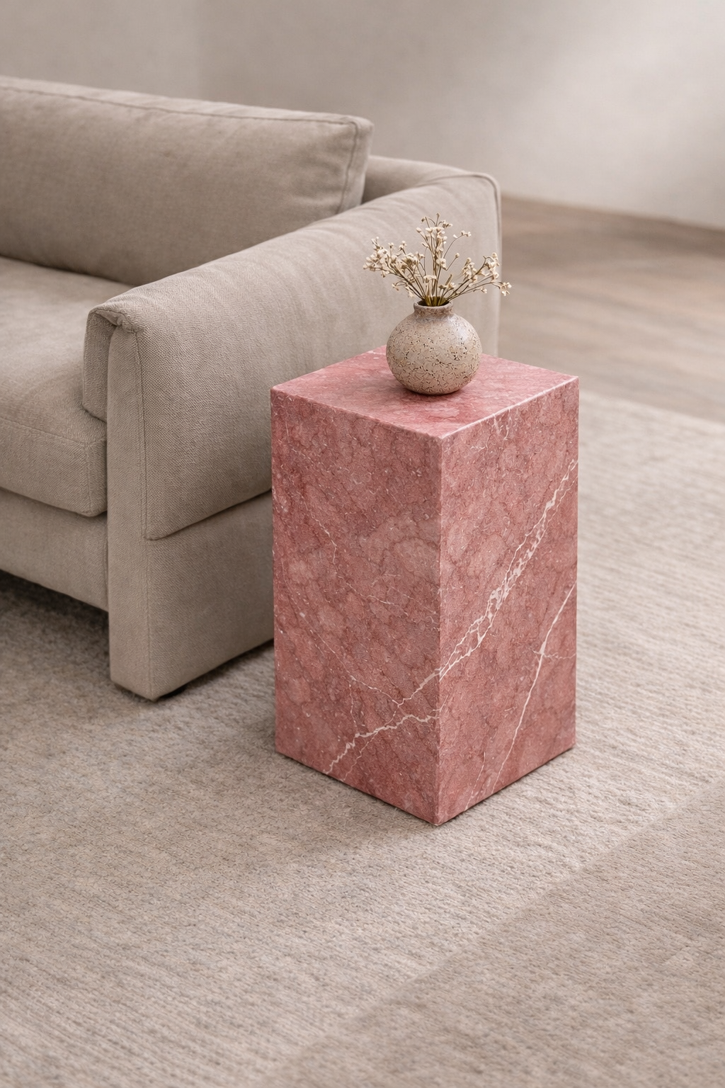 Jamila Side Table - Red Travertine