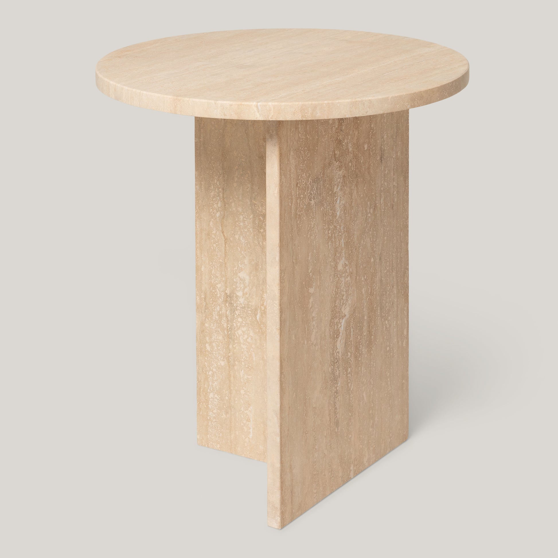 travertine round side table