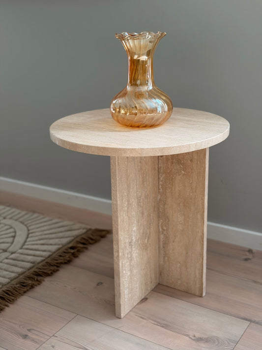 Ahil Side Table Beige Travertine