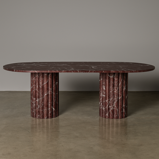 Samara Dining Table - Rosso Levanto Burgundy
