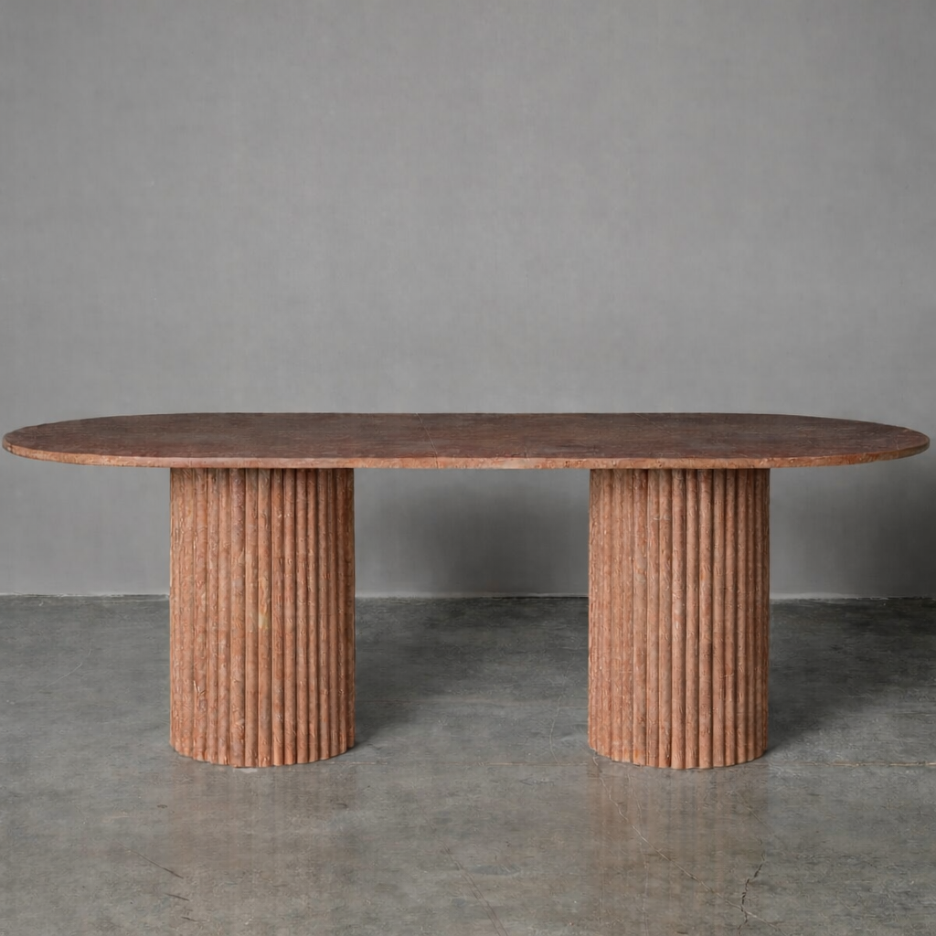 Samara Dining Table - Red Travertine