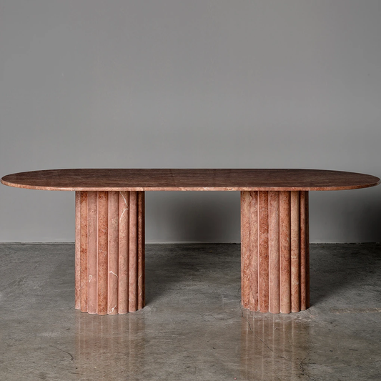 Samara Dining Table - Red Travertine