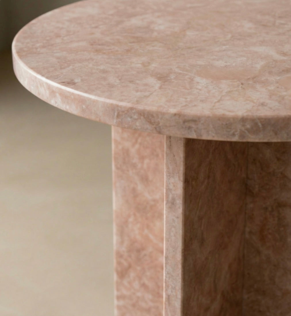 Ahil Side Table Red Travertine