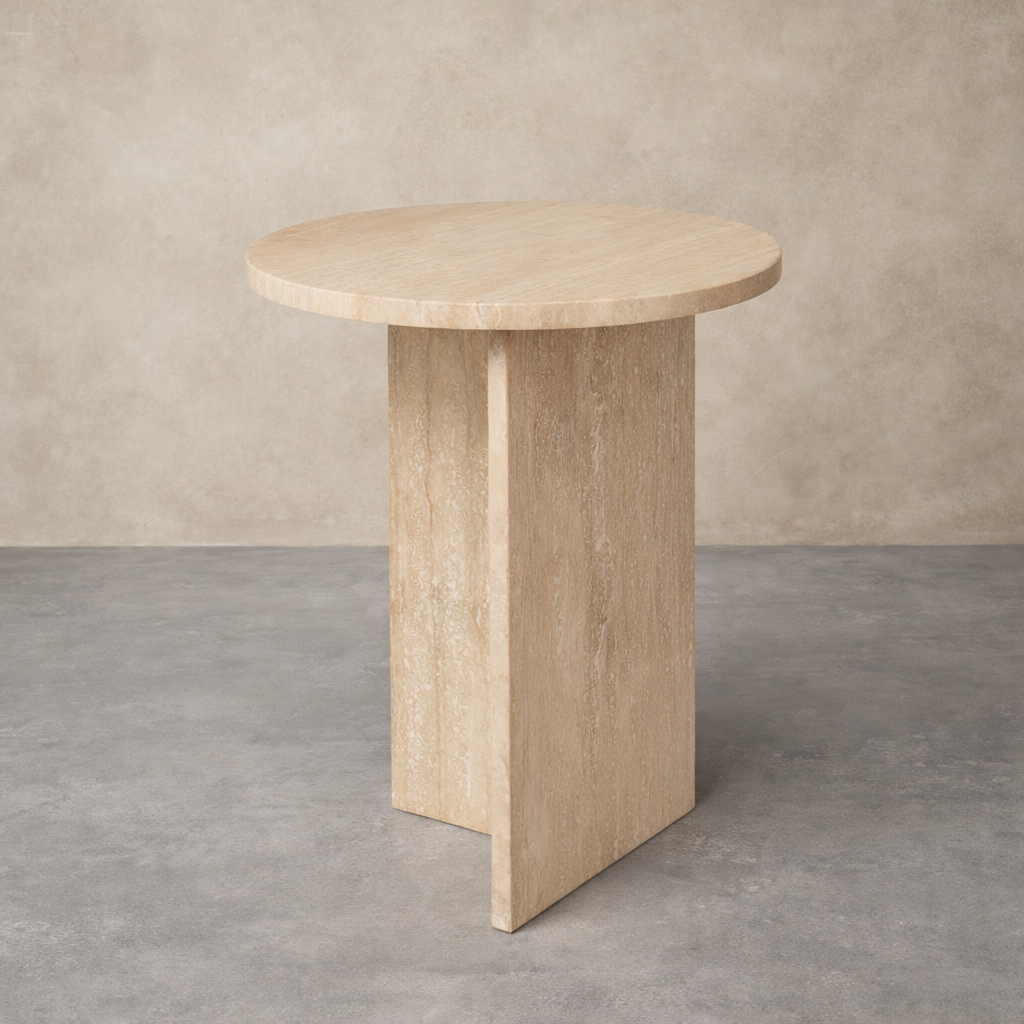 Ahil Side Table Beige Travertine