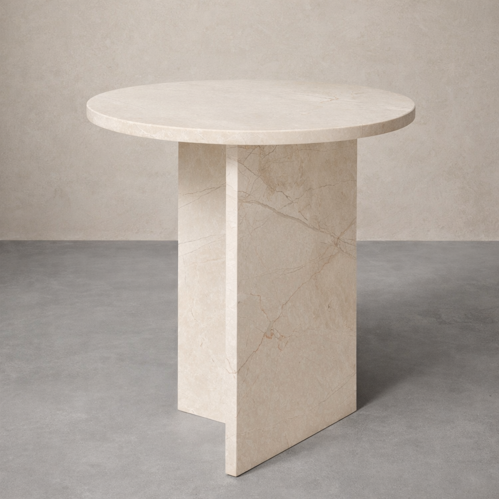 Ahil Side Table Beige Marble