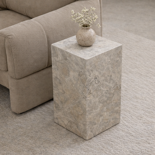 Eira Side Table - Royal Blend Silver Travertine