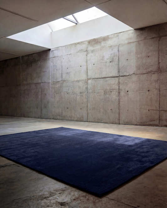 QUIET LUXURY SOLID WOOL RUG - BLUE - Handwoven