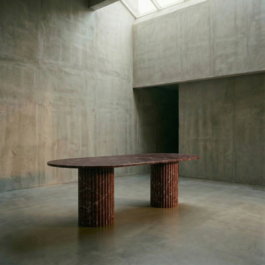 Samara Dining Table - Rosso Levanto Burgundy marble