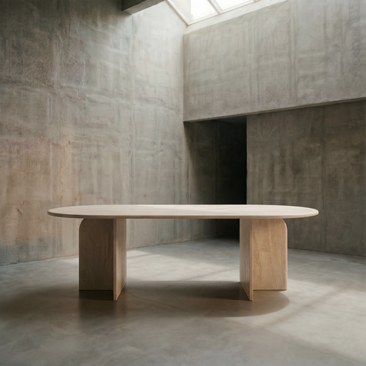Zyra Dining Table - Beige Travertine