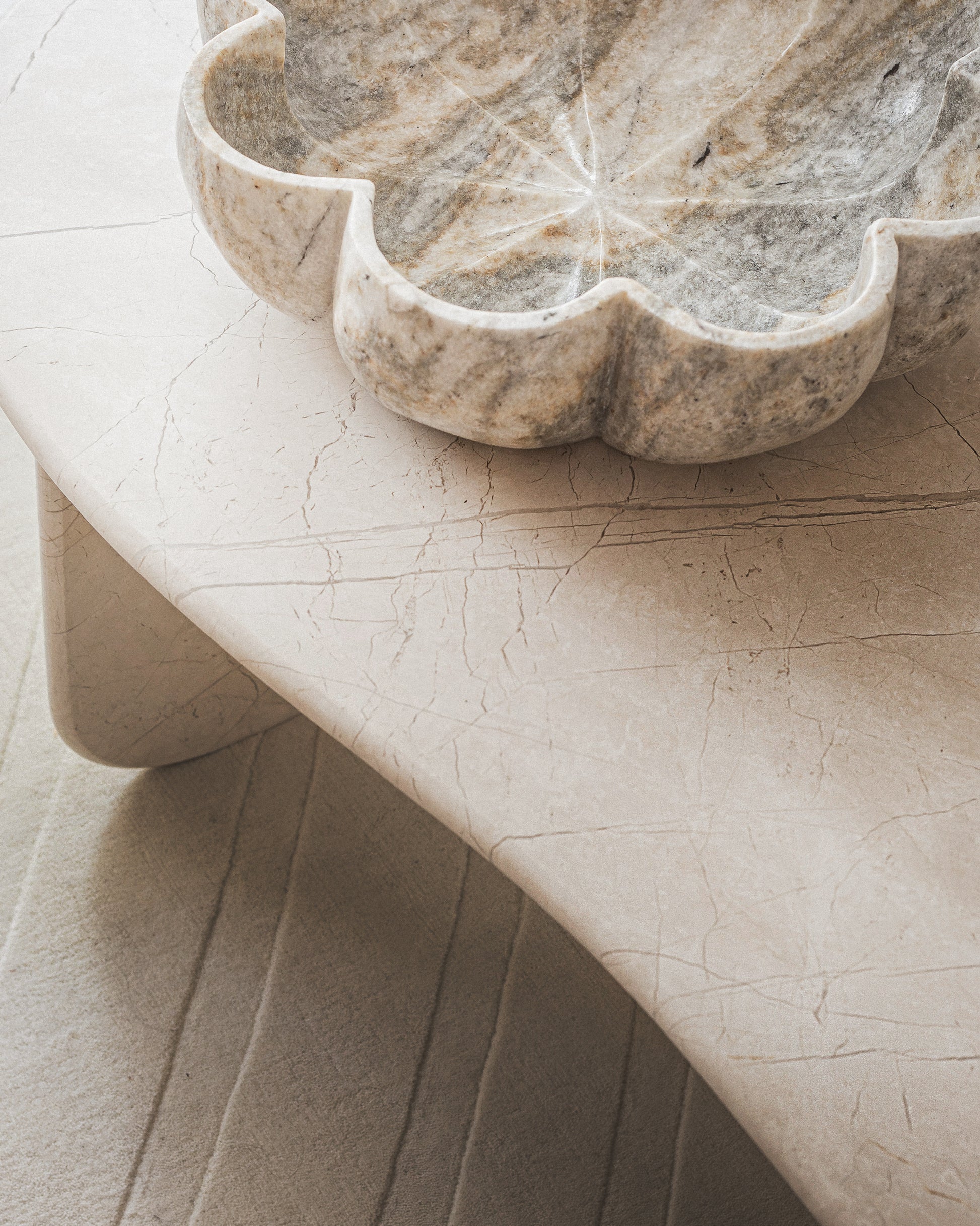 Handcrafted Solea marble bowl with natural stone veining